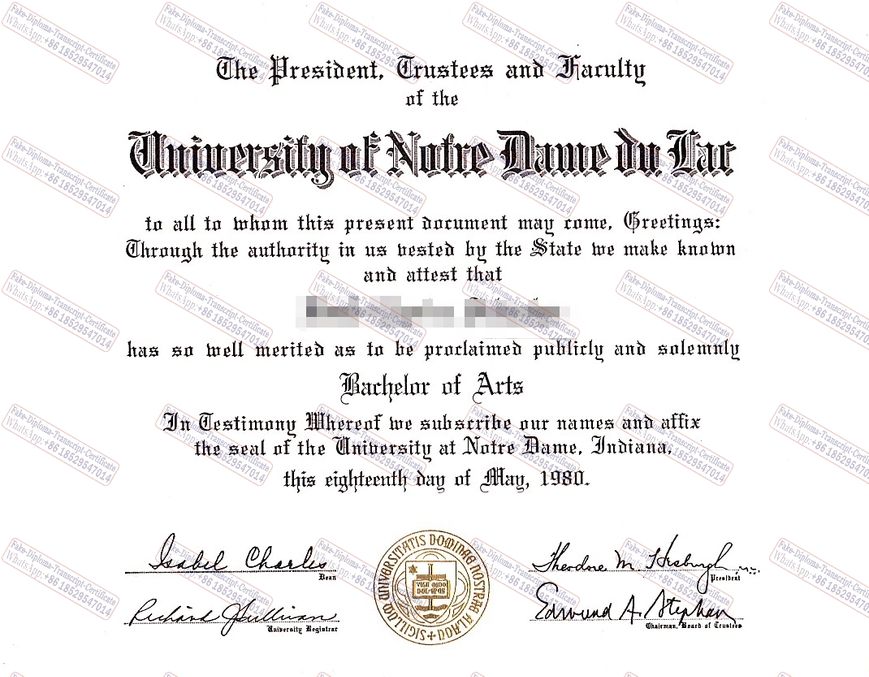 Best Fake The University of Notre Dame du Lac Diploma