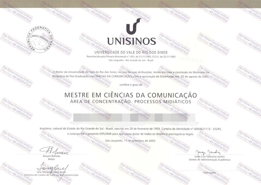 Best Fake Universidade do Vale do Rio Dos Sinos Diploma