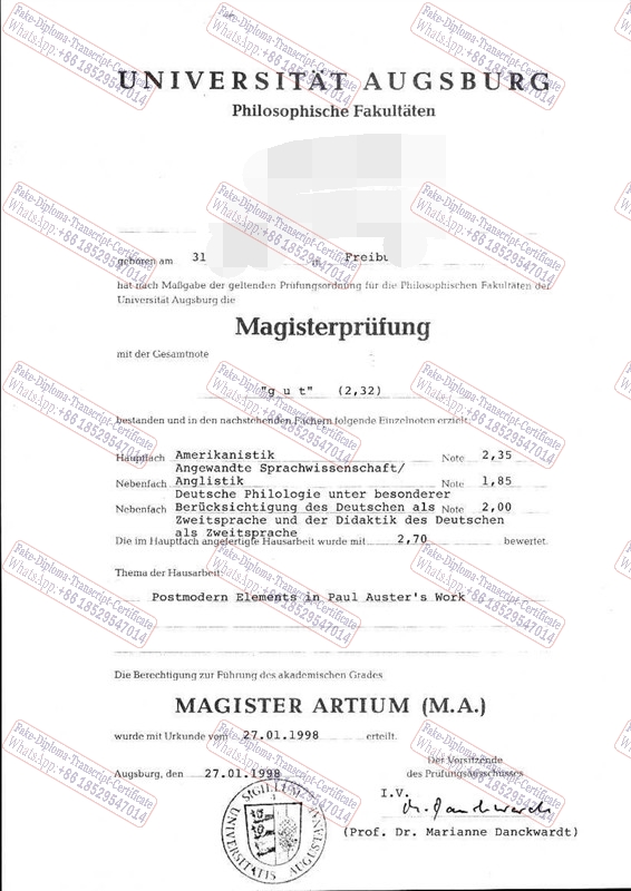 Best Fake University of Augsburg Degree