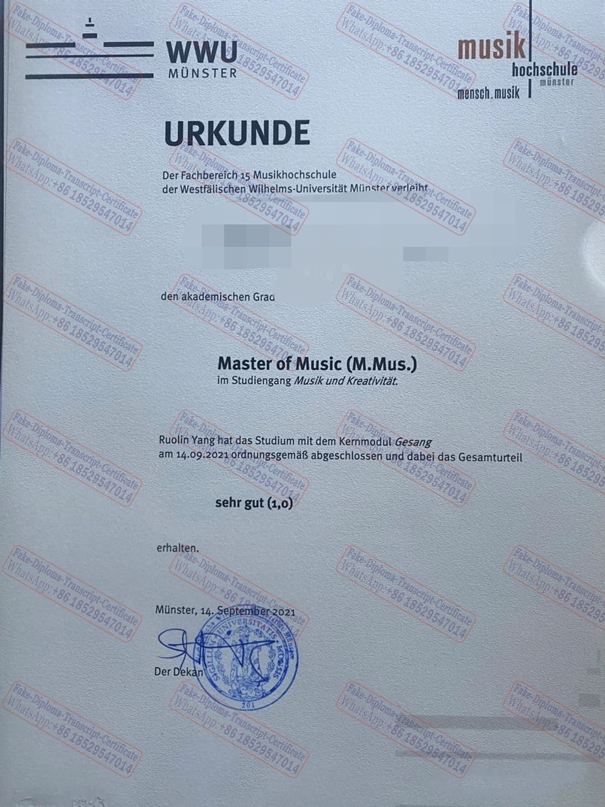 Best Fake University of Münster Certificate