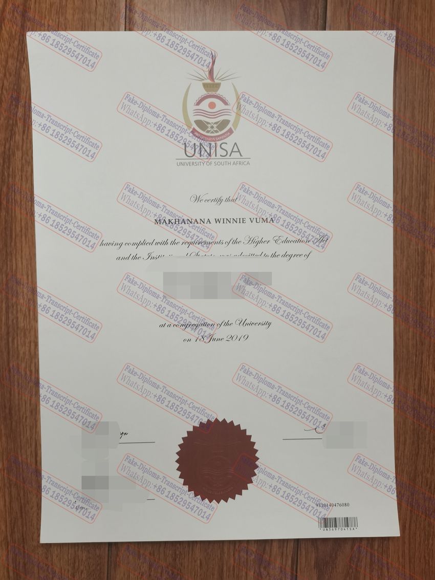 Best Fake University of South Africa(UNISA) Certificate