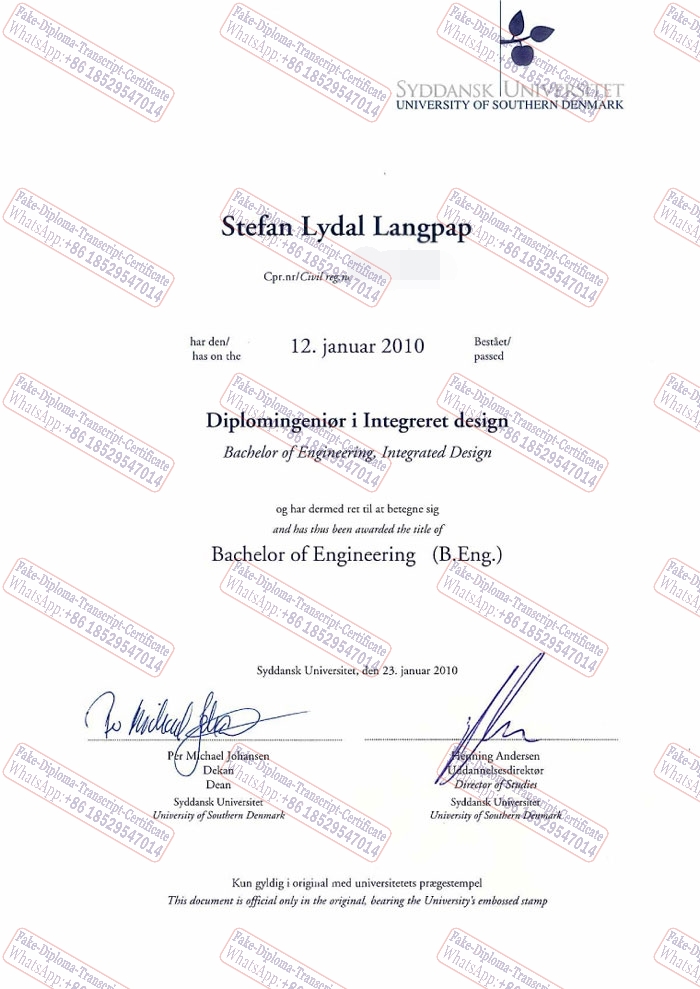 Best Fake University of Southern Denmark Degree