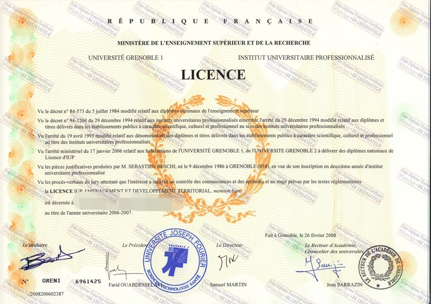 Best Fake Université Grenoble Alpes Diploma