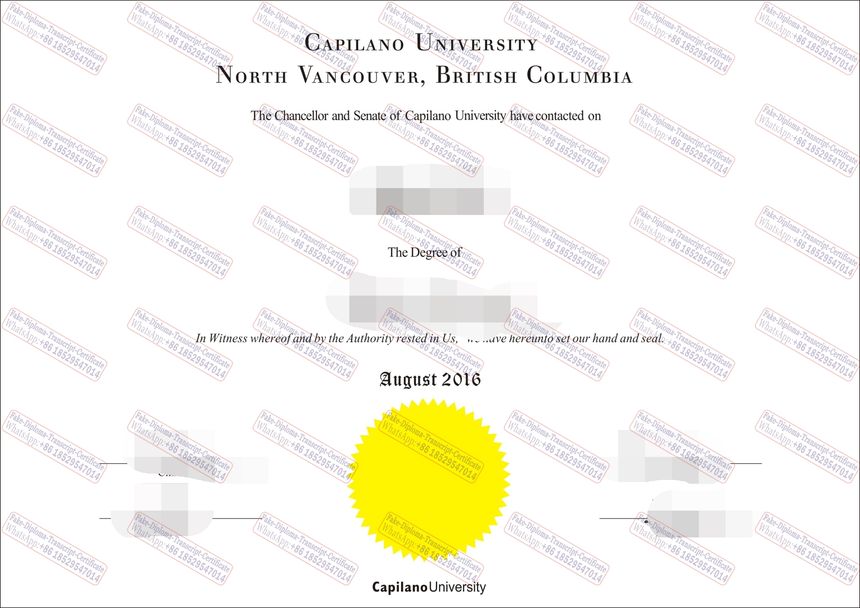 Buy fake Capilano University Certificate