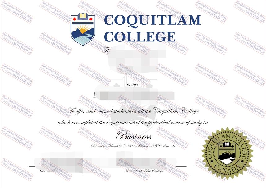 Buy fake Coquitlam College Certificate