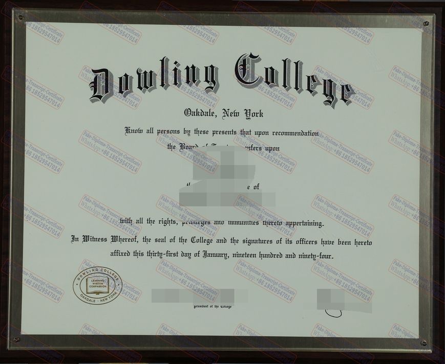 Buy fake Dowling College Certificate