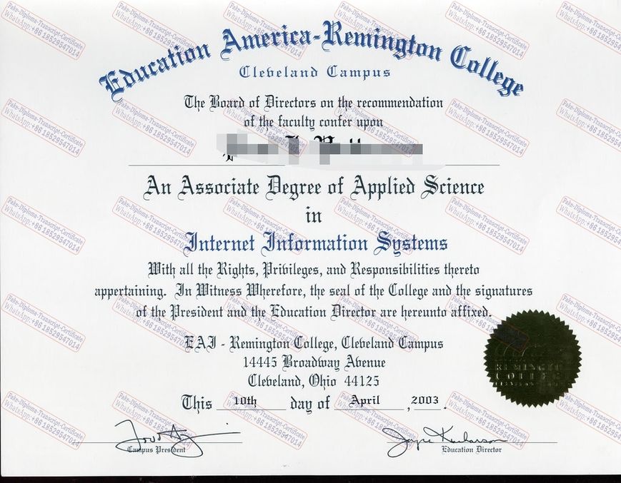 Buy fake Education America Remington College Certificate