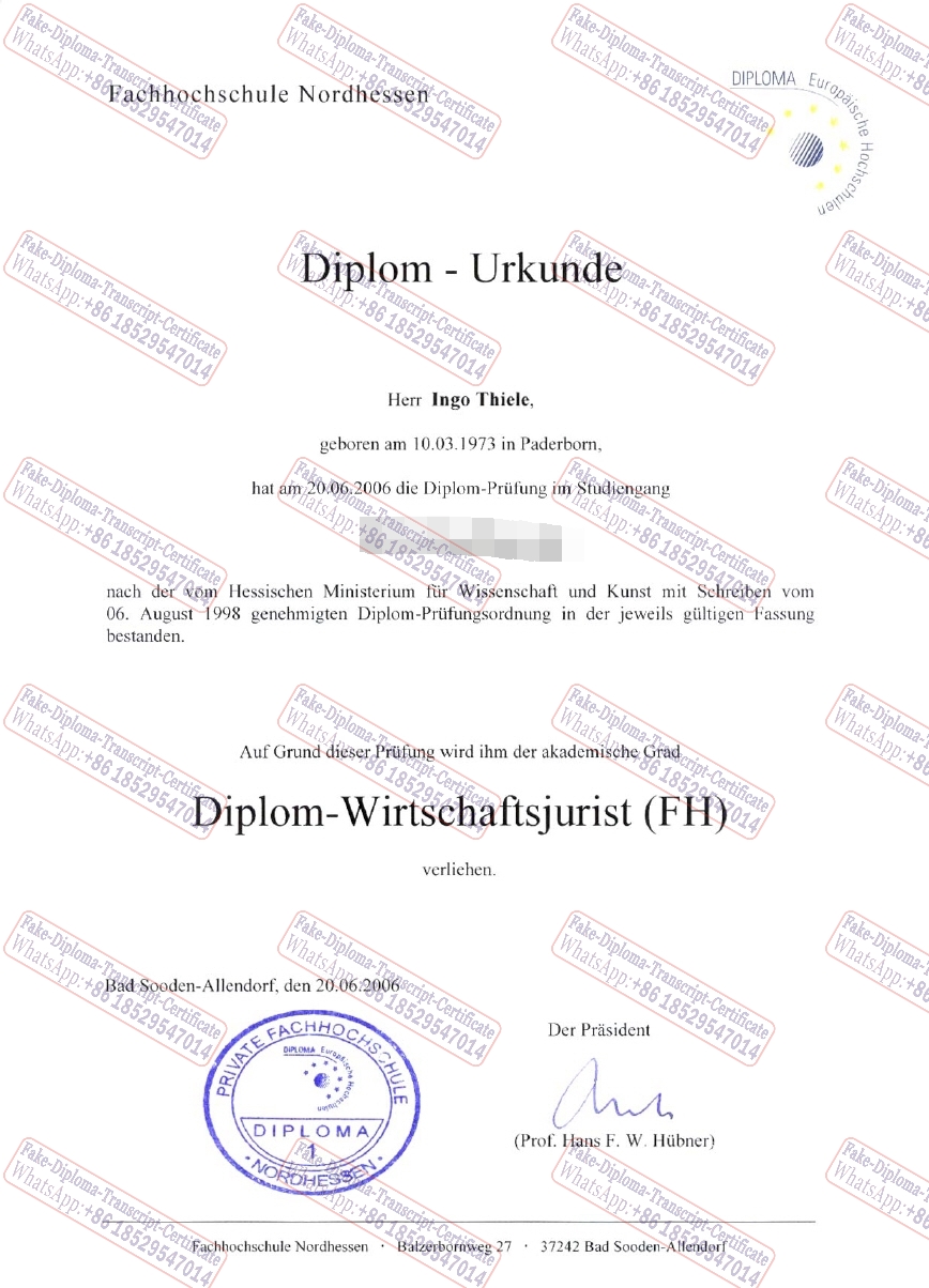 Buy fake Fachhochschule Nordhessen Degree