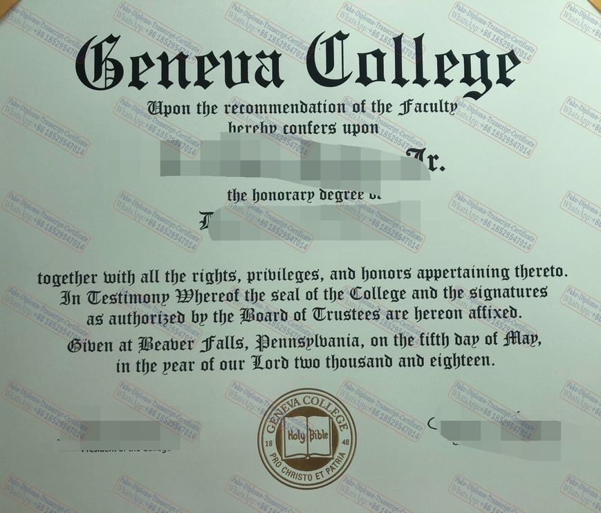 Buy fake Geneva College Diploma