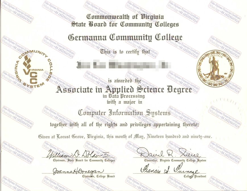 Buy fake Germanna Community College Degree