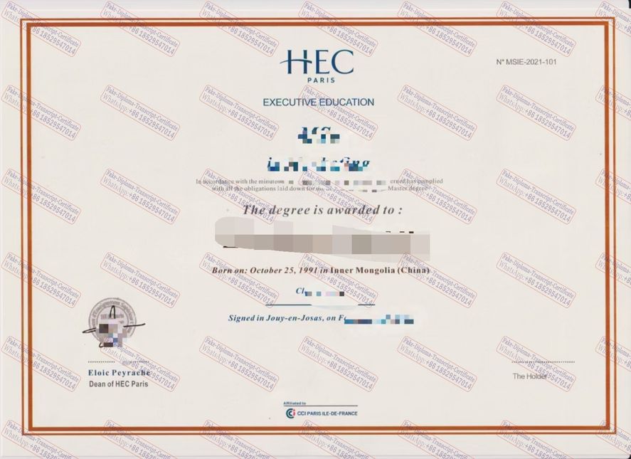 Buy fake HEC Paris Certificate