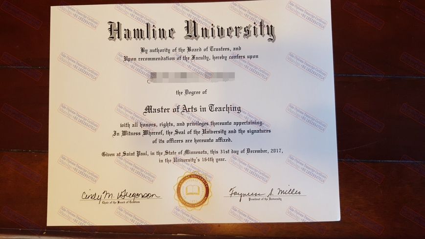 Buy fake Hamline University Certificate