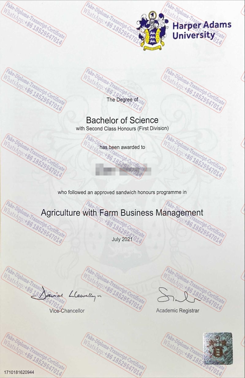 Buy fake Harper Adams University Certificate