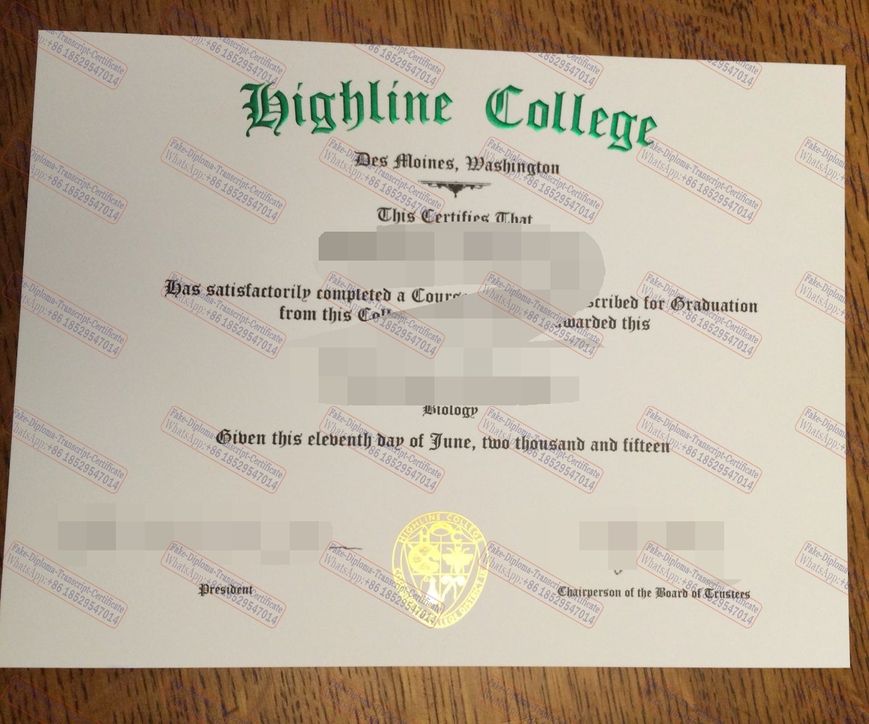 Buy fake Highline College Certificate