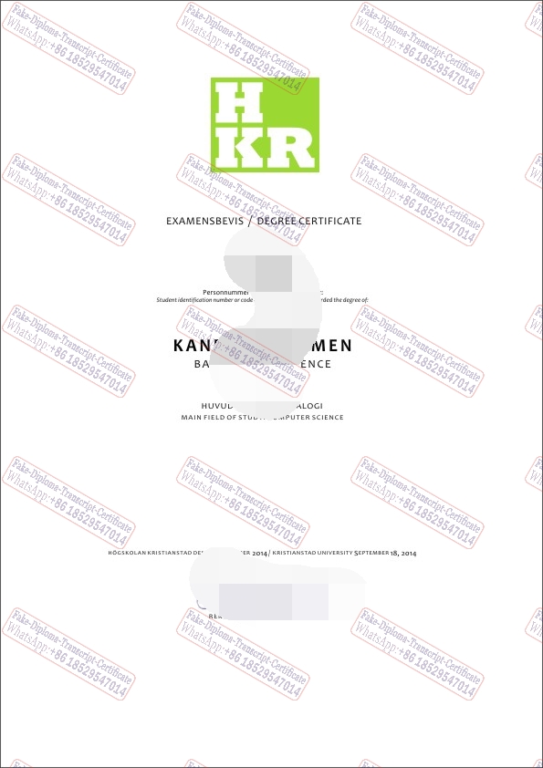 Buy fake Kristianstad University Certificate