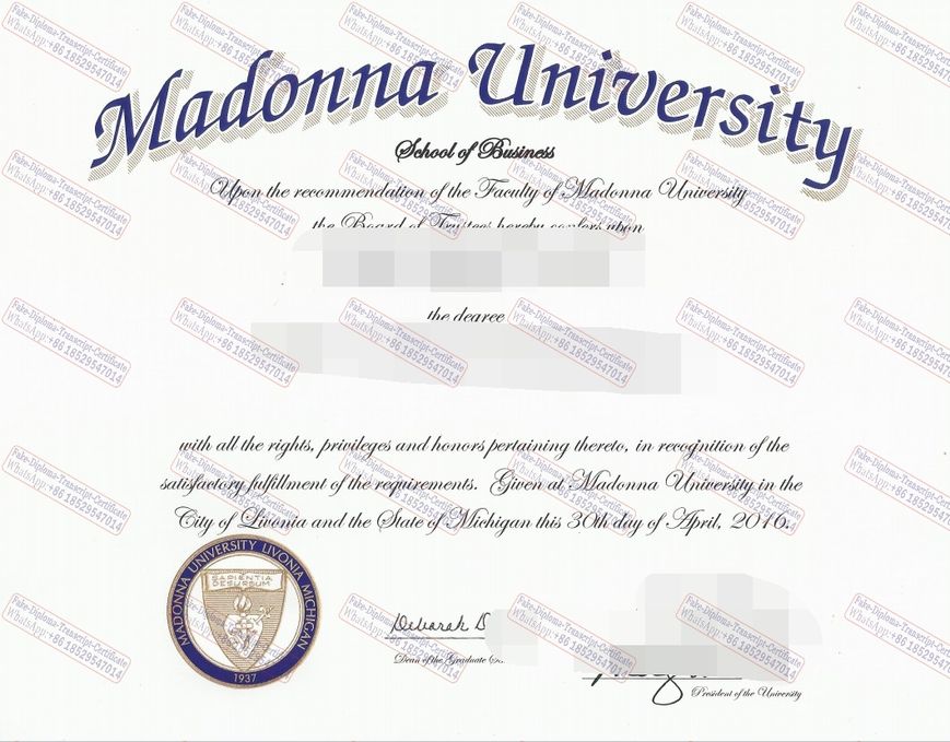 Buy fake Madonna University Diploma