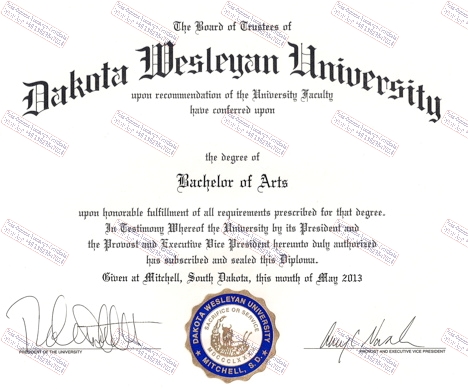 Buy fake Make fake Dakota Wesleyan University Diploma Certificate