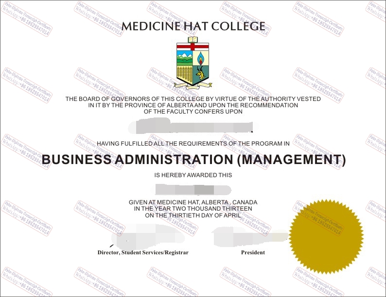 Buy fake Medicine Hat College Certificate