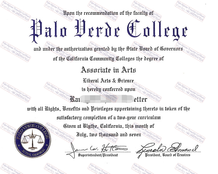 Buy fake Palo Verde College Diploma