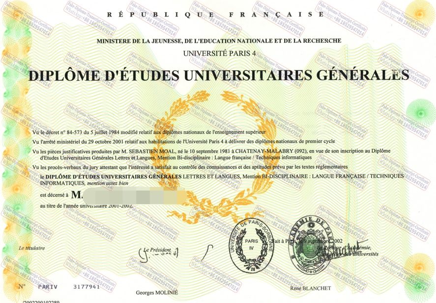 Buy fake Paris Sorbonne University Degree