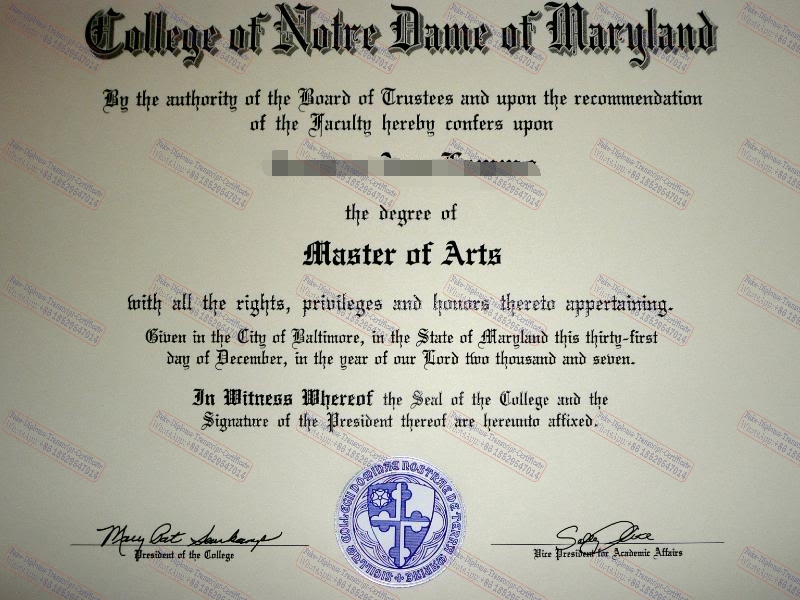 Buy fake Purchase fake College of Notre Dame of Maryland Degree Diploma