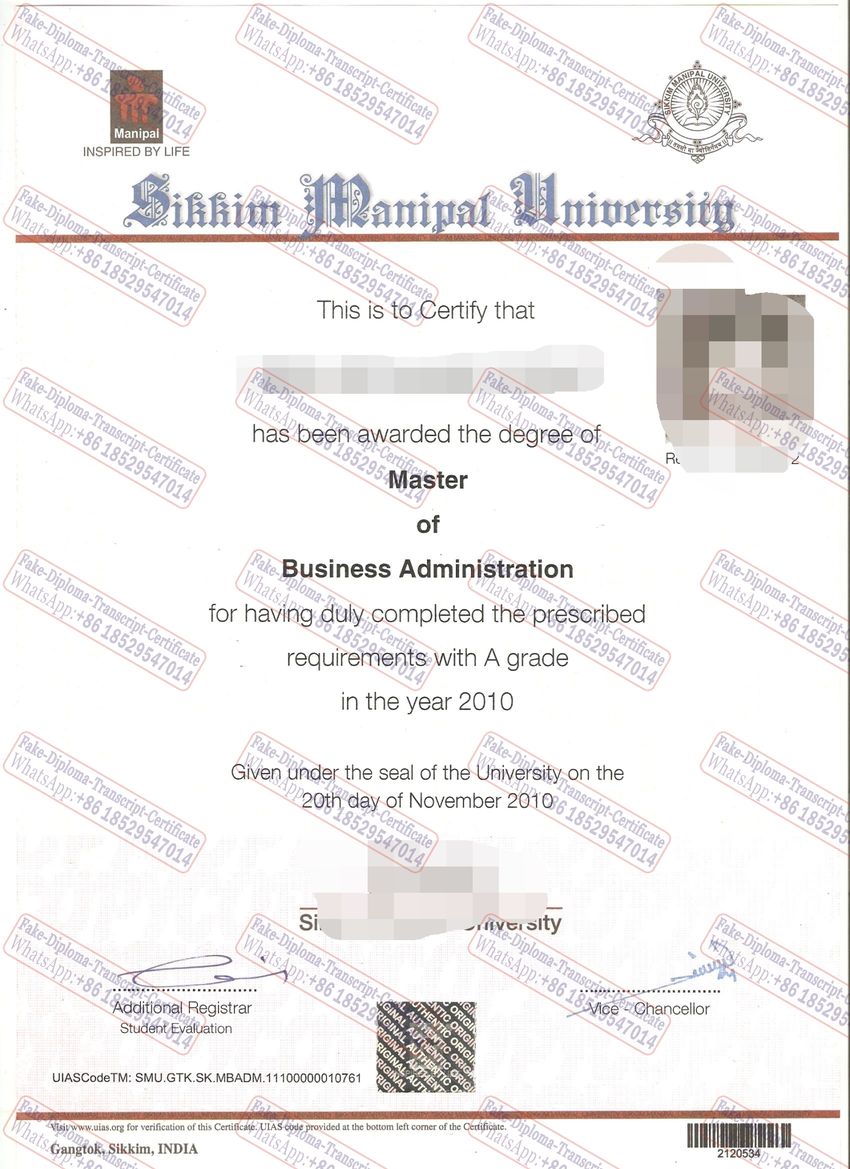 Buy fake Sikkim Manipal University Diploma