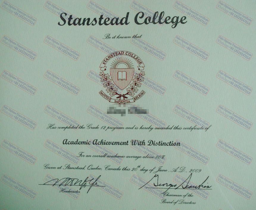 Buy fake Stanstead College Diploma