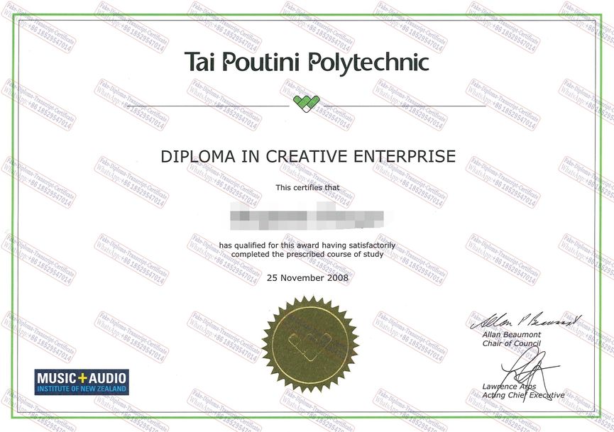 Buy fake Tai Poutini Polytechnic Certificate