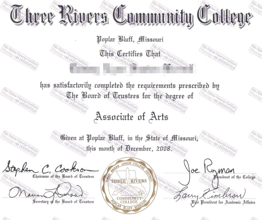 Buy fake Three Rivers Community College Diploma