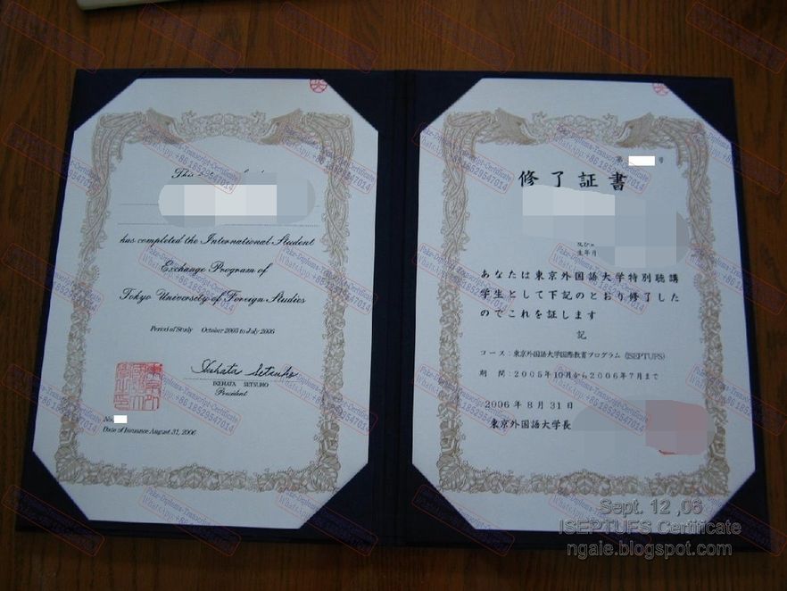 Buy fake Tokyo University of Foreign Studies Diploma