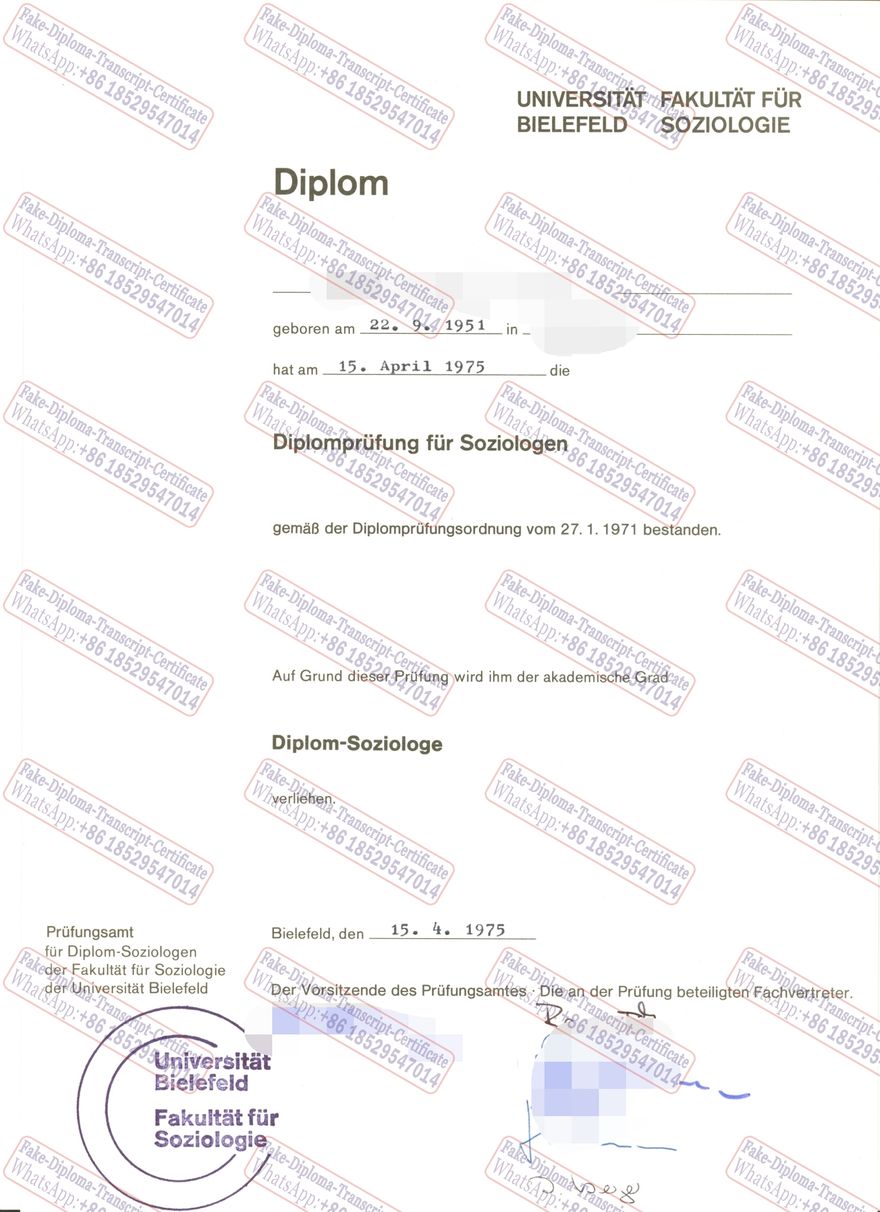 Buy fake Universitat Bielefeld Diploma