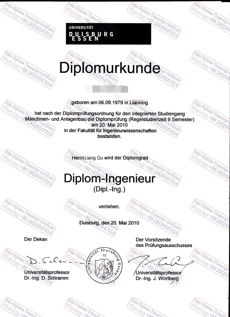 Buy fake University of Duisburg Essen Degree