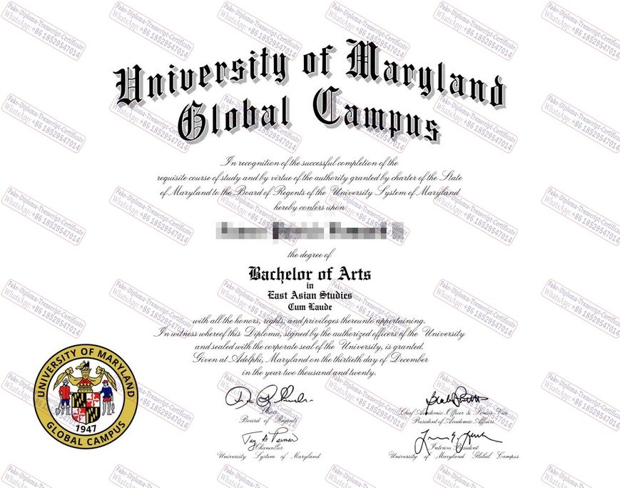 Buy fake University of Maryland, Blobal Campus Certificate