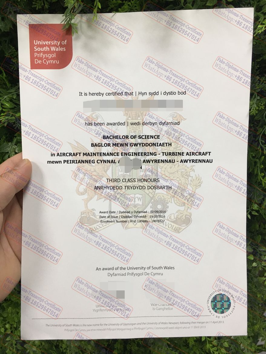 Buy fake University of South Wales Diploma