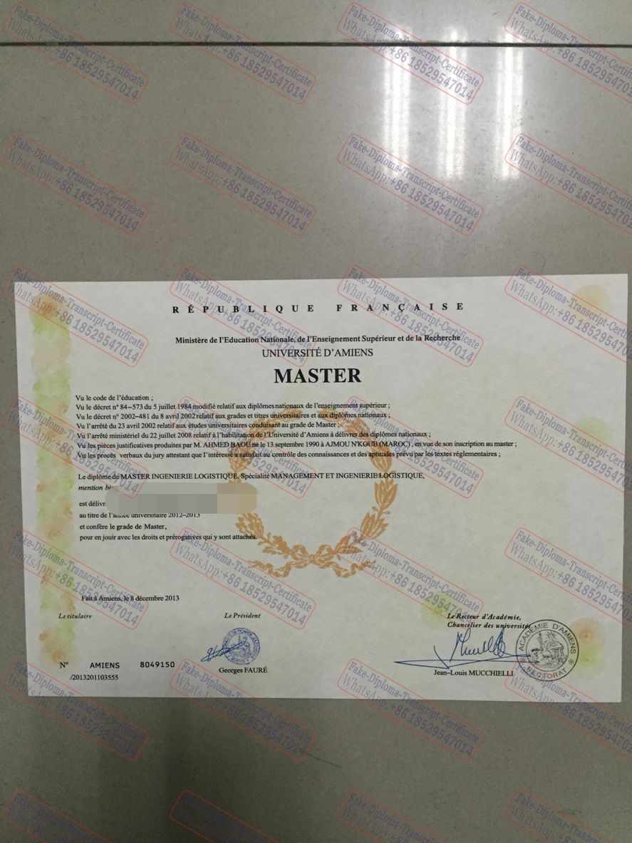 Buy fake Université dAmiens Certificate