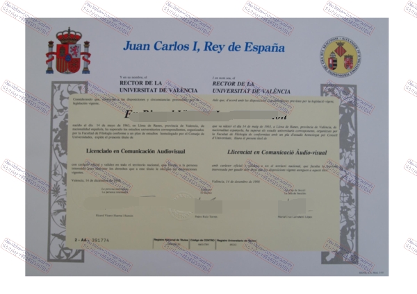 Buy fake Valencia University Certificate