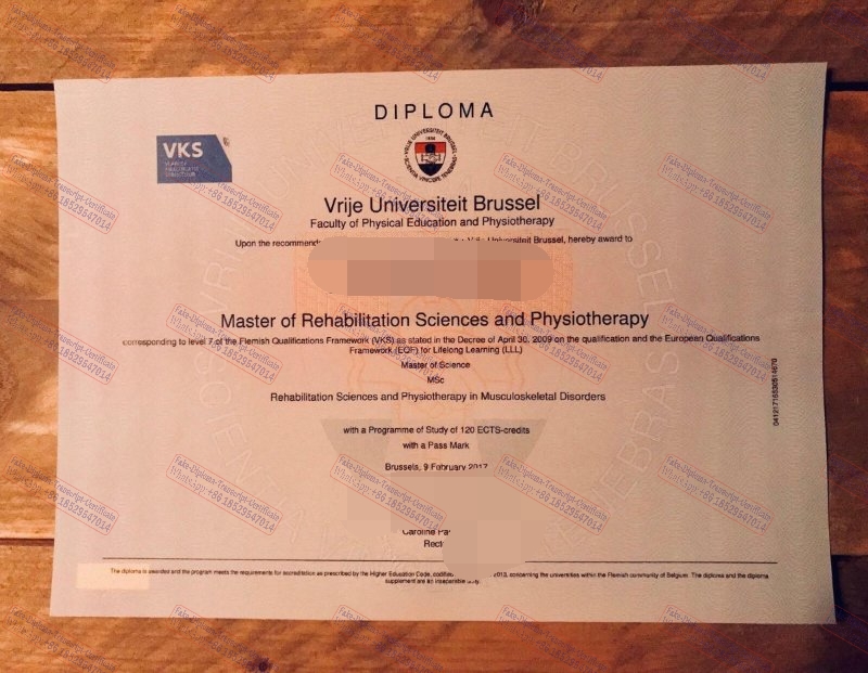 Buy fake Vrije Universiteit Brussel Certificate