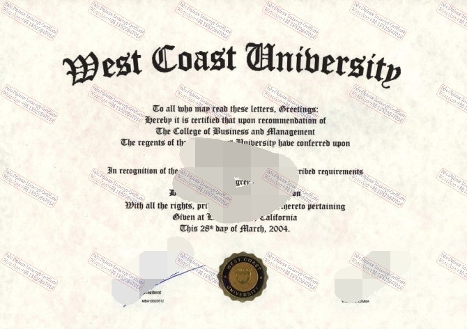 Buy fake WEST COAST UNIVERSITY Diploma