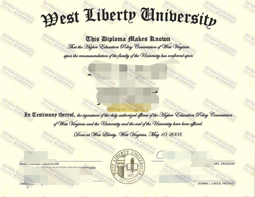 Buy fake West Liberty University Certificate