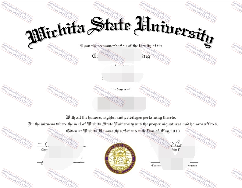 Buy fake Wichita State University Certificate