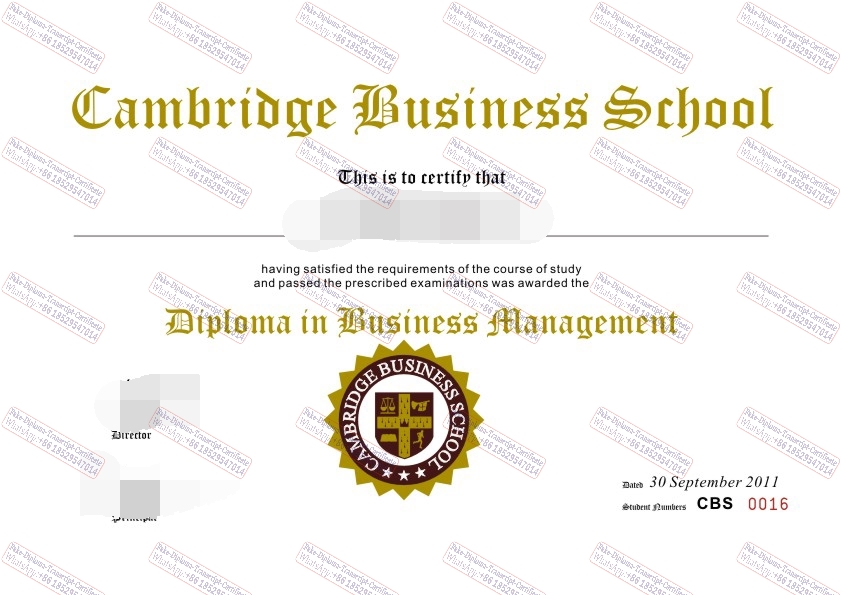 Copy Fake Cambridge Business School Certificate