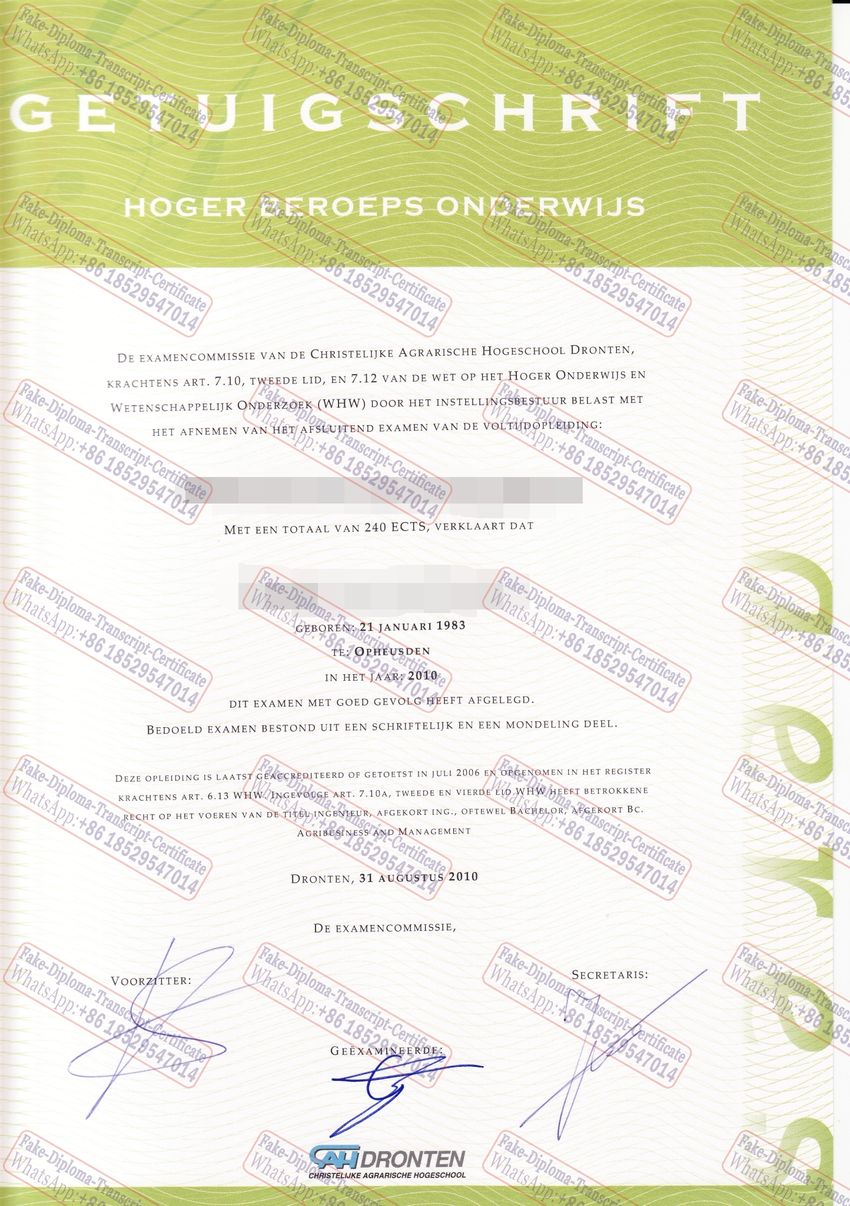 Copy Fake Christelijke Agrarische Hogeschool Certificate