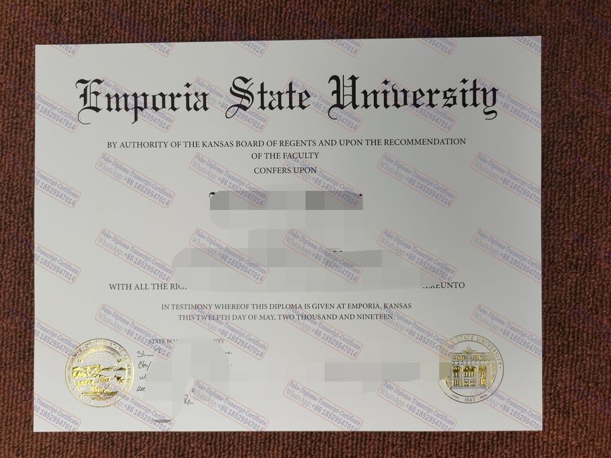 Copy Fake Emporia State University Certificate