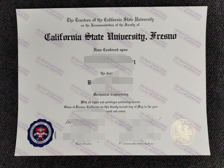 Copy Fake Fake California State University Fresno Certificate Diploma