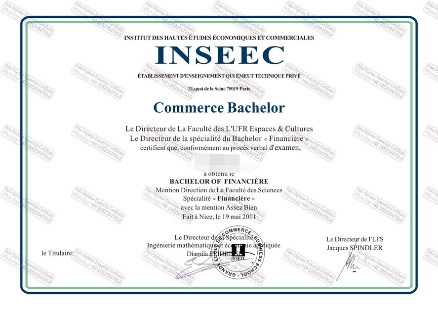 Copy Fake INSEEC School of Business and Economics Diploma