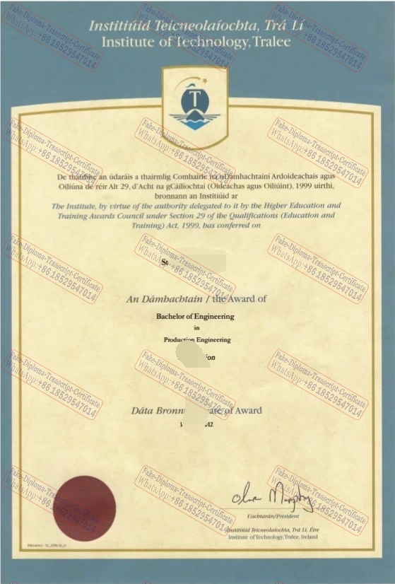 Copy Fake Institute of Technology, Tralee Certificate