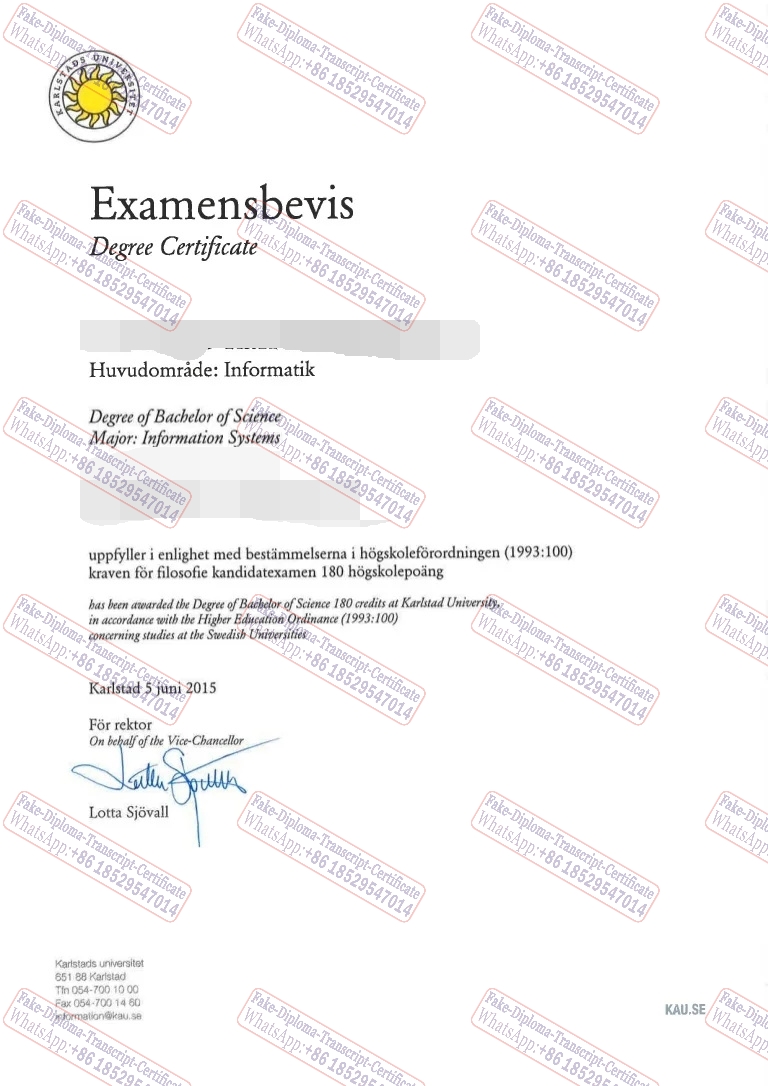 Copy Fake Karlstad University Certificate