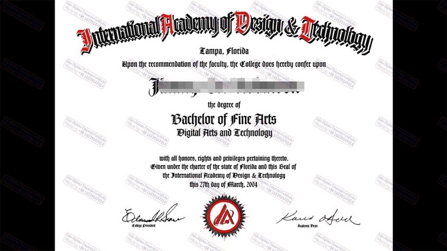 Copy Fake Make fake International Academy of Design and Technology Diploma Certificate