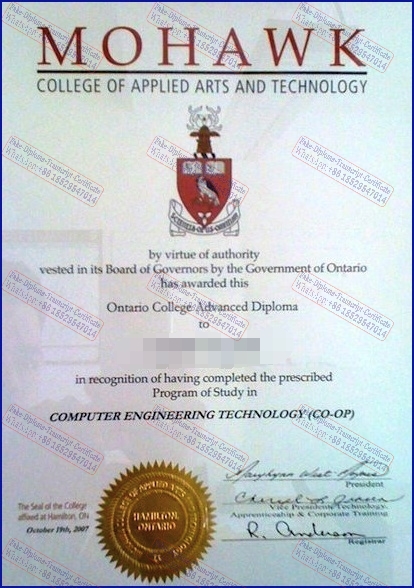 Copy Fake Mohawk College of Applied Arts and Technology Diploma