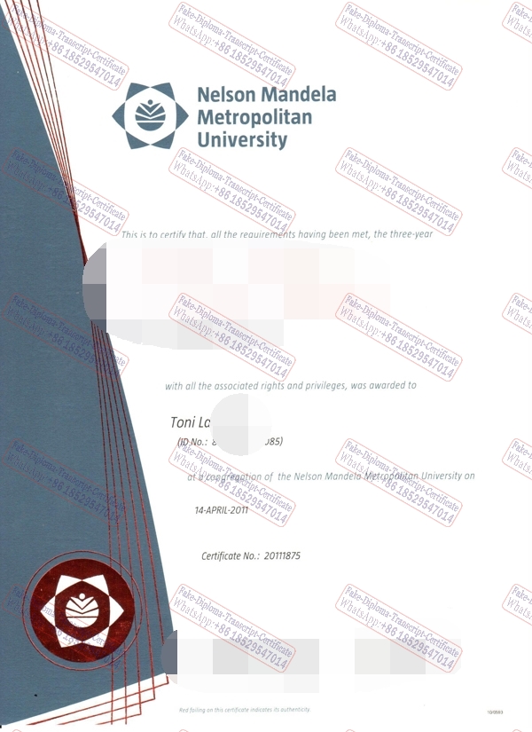 Copy Fake Nelson Mandela Metropolian University Certificate